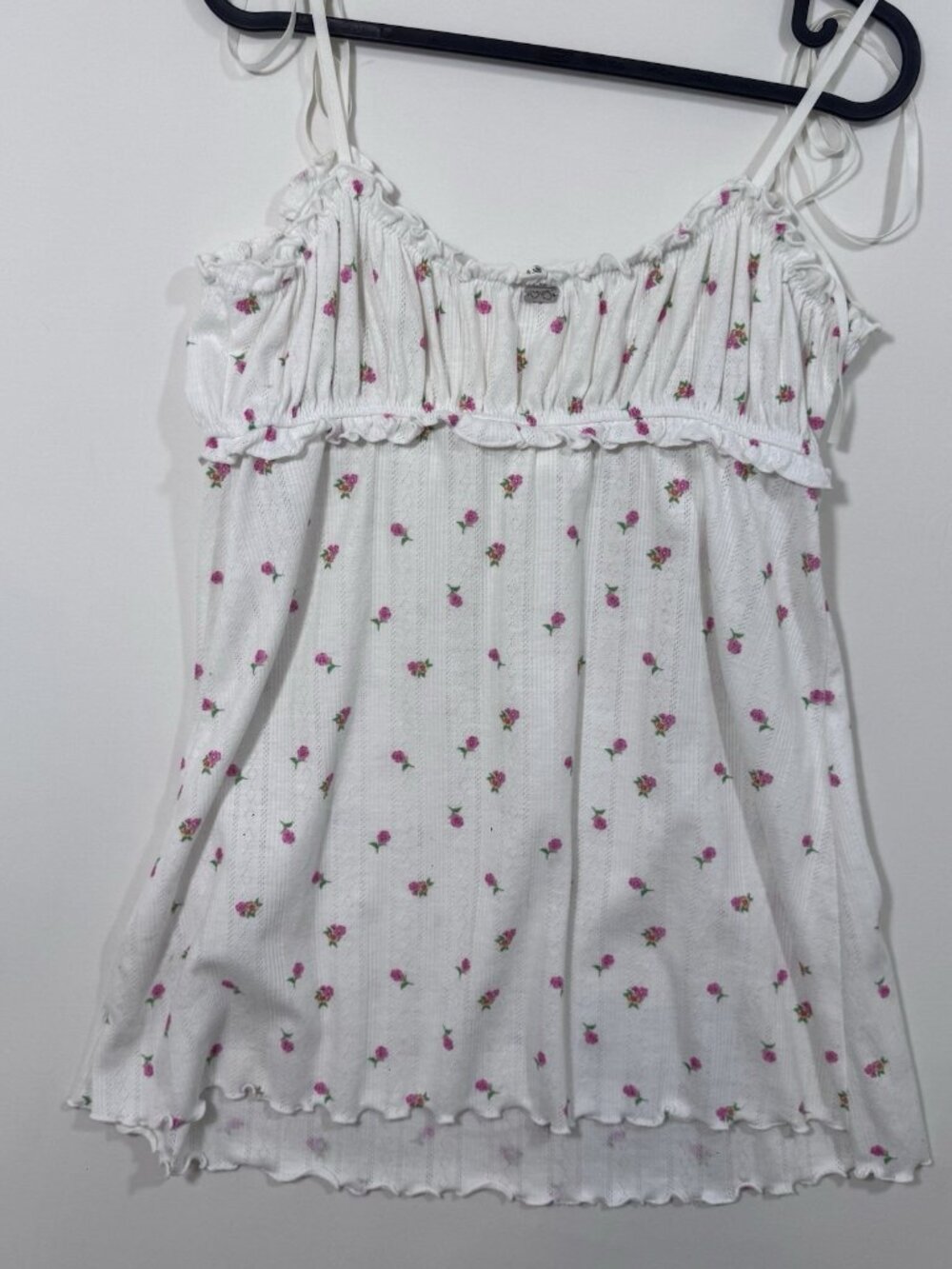 For Love & Lemons Blossom Pointelle Slip Dress M White Floral Boho Coquette - Picture 9 of 11
